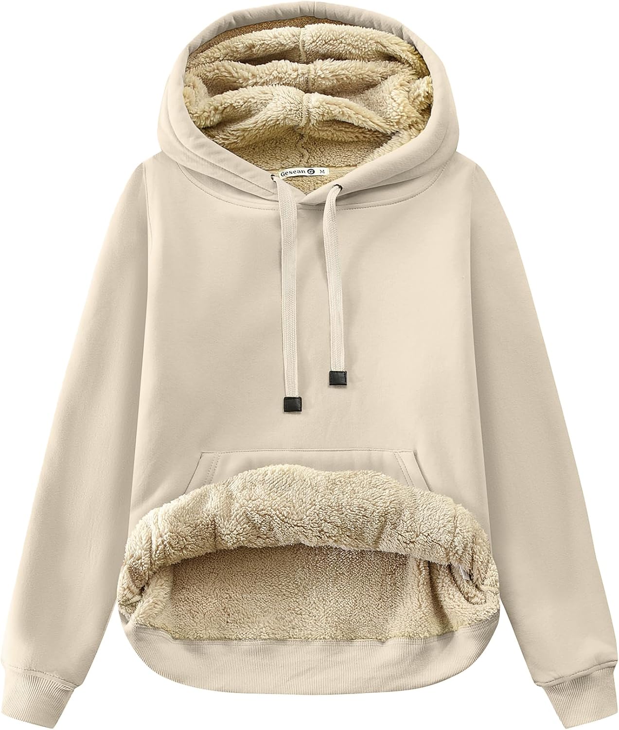 Gesean Women's Sherpa Lined Cotton Pullover Sweatshirts Fleece Hoodies Kangaroo Hooded Pocket for Women