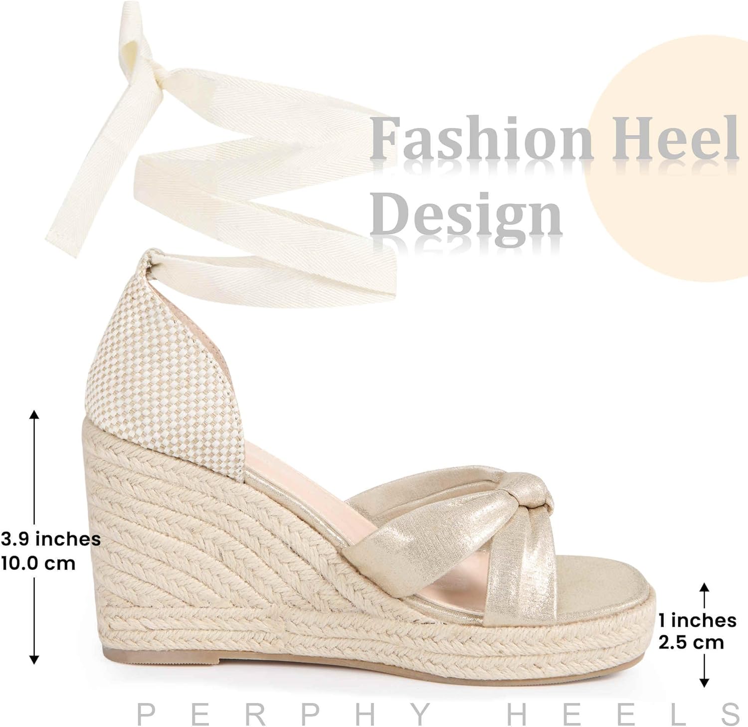 Perphy Lace Up Platform Espadrilles Wedges Heel Sandals for Women