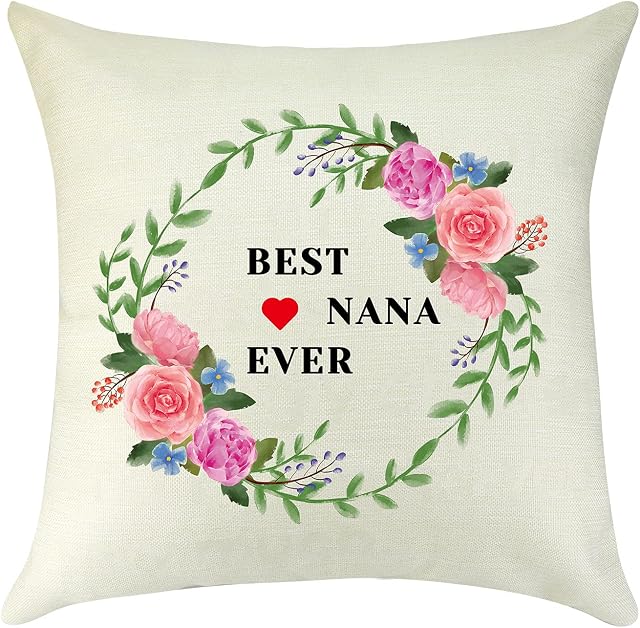 Grandma Birthday Gifts Linen Cushion Cover Nana Gifts from Grandchildren Throw Pillow Cover Mothers Day Christmas Thanksgiving Day Gift for Nana Grandma Granny Decorative Pillow Case Couch 18" x 18"