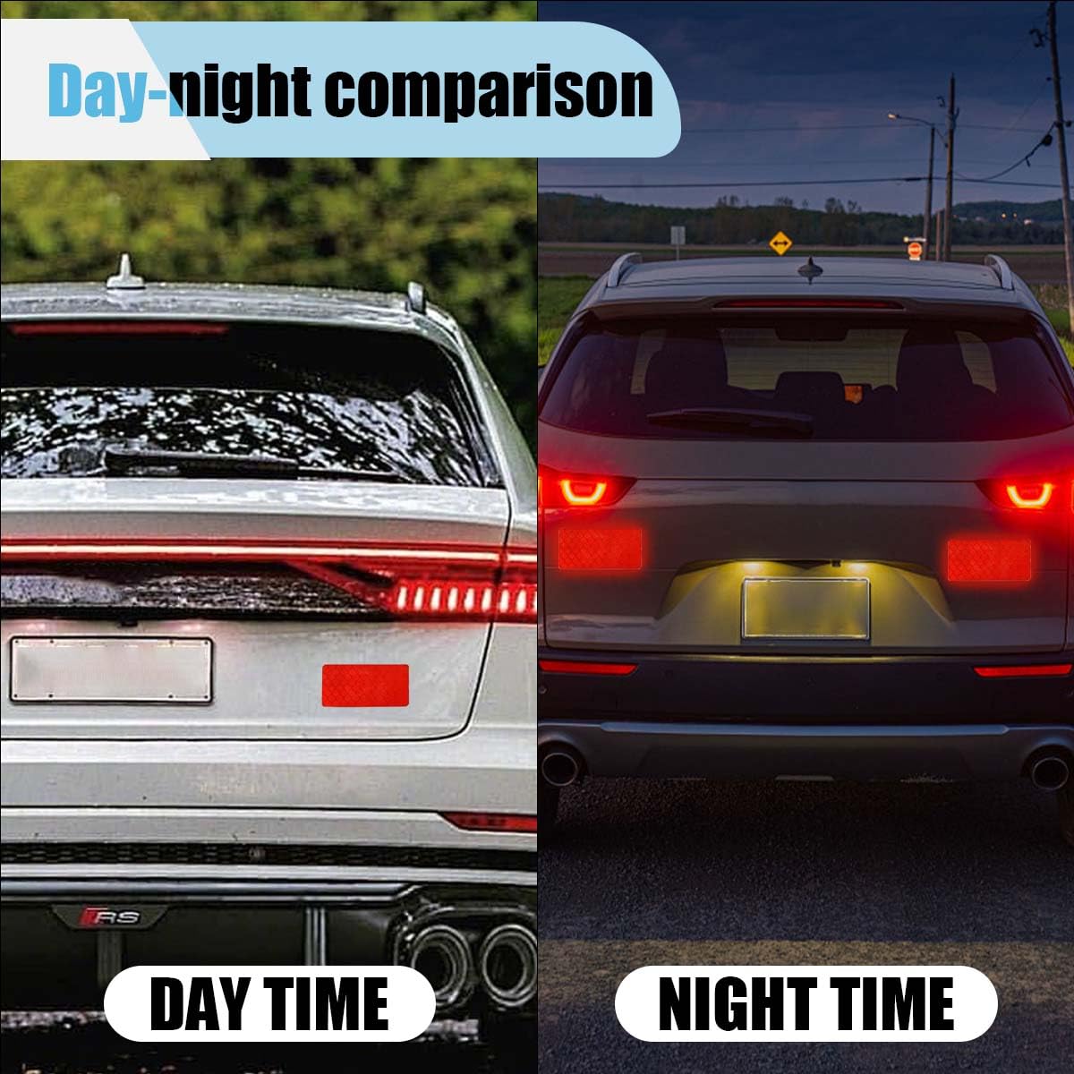 13PCS Strong Reflective Car Warning Stickers Waterproof Safety Warning Adhesive Car Bumper Decals High-Intensity Night Visibility Tape Car — view 4