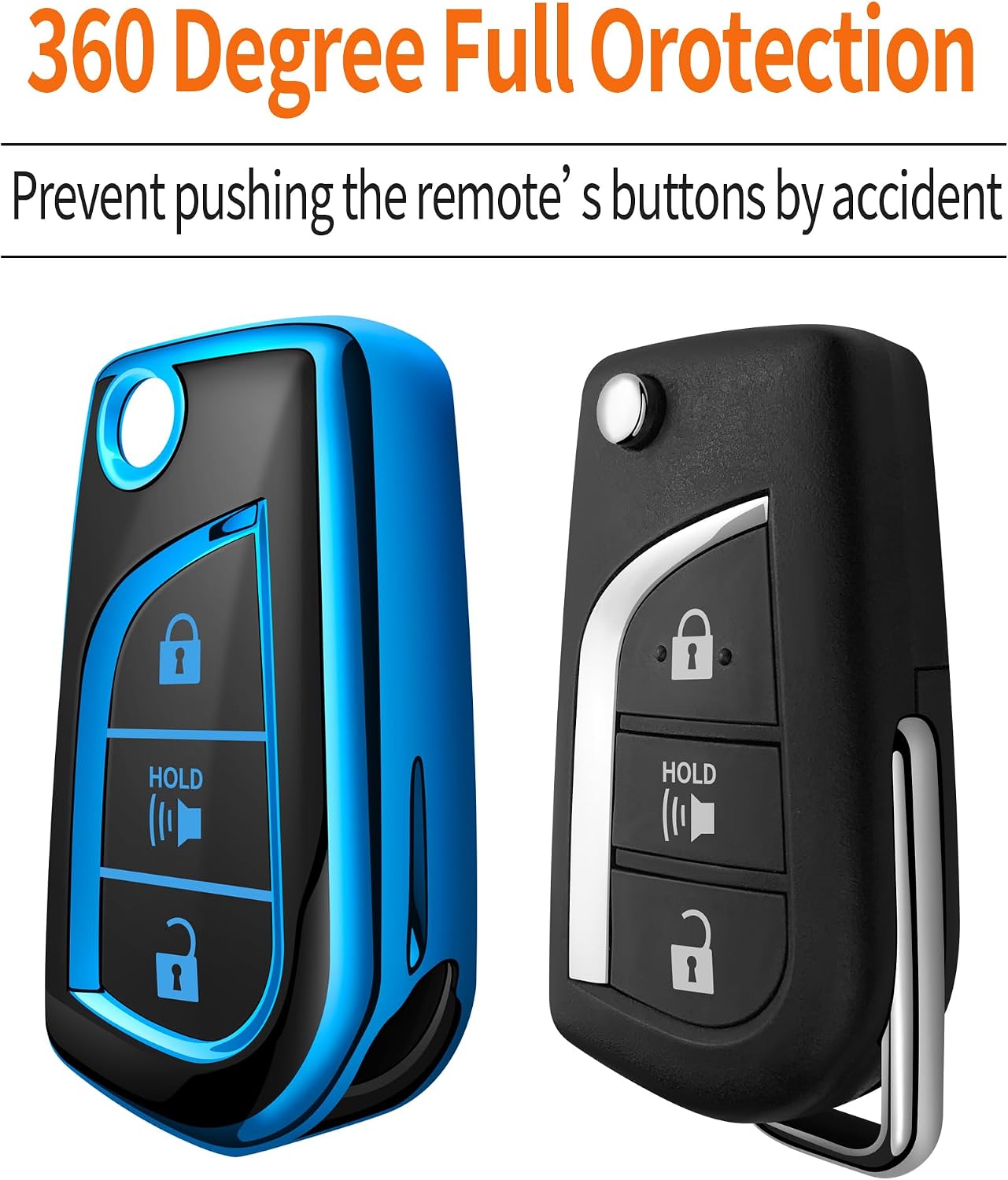for Toyota Key Fob Cover with Keychain Soft Full Protection Case Compatible with 2019-2025 RAV4 LE 2018-2024 Camry LE/SE, 2017-2025 Corolla LE/SE 2018-2022 C-HR LE (3 Buttons, Blue) image 4