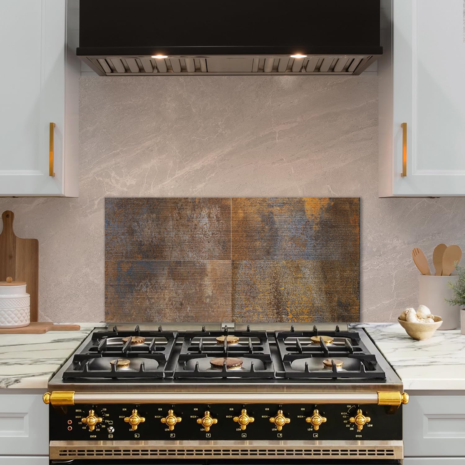 Crédence en cuivre et acier patiné funlife de 14 x 28.5 cm pour protection murale de cuisine