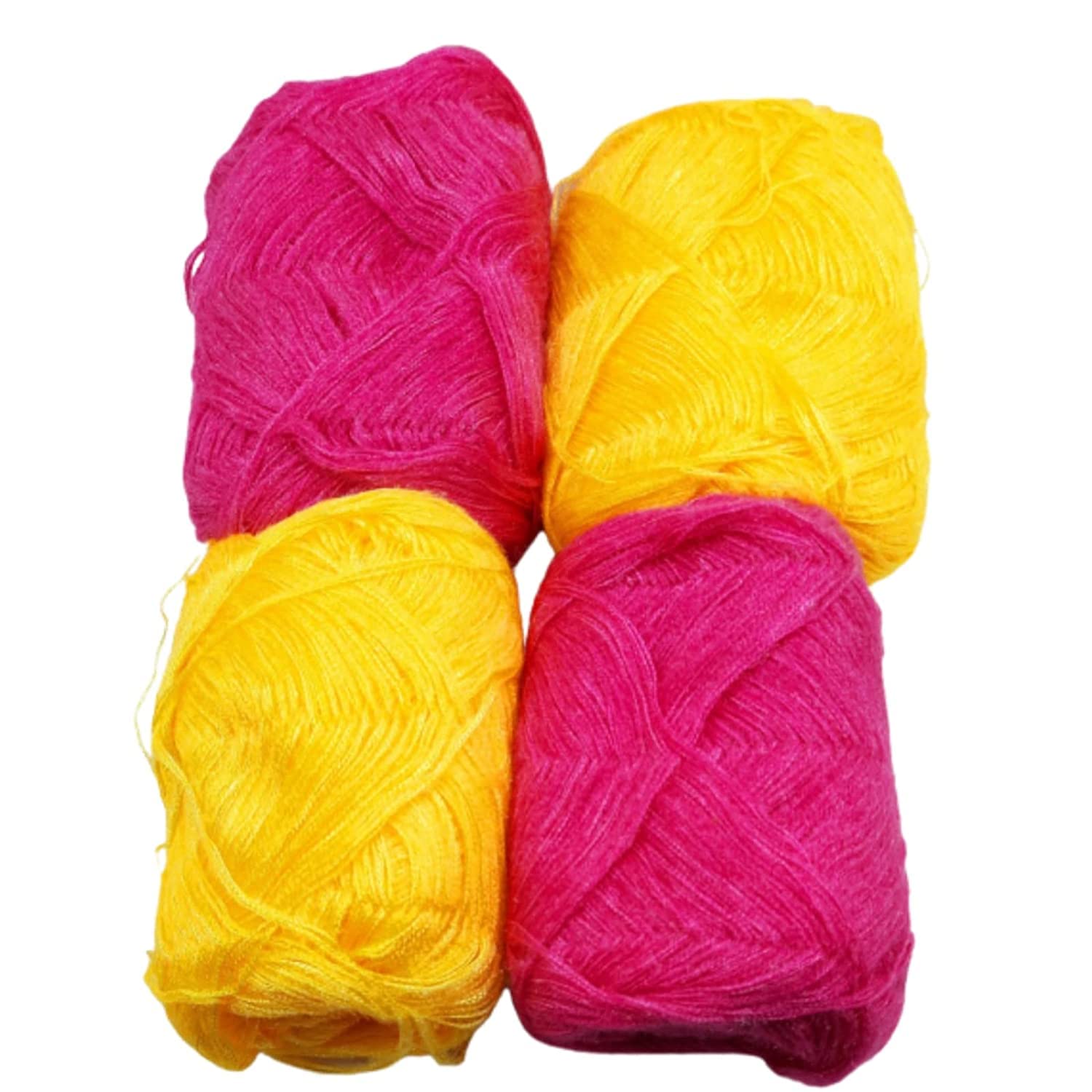 HPGMHPGM 3 PLY Knitting Wool Baby Soft for Knitting Wool Yarn for Sweater Scarves Hats and Dresses (Set of 4) (Yellow - Rani)