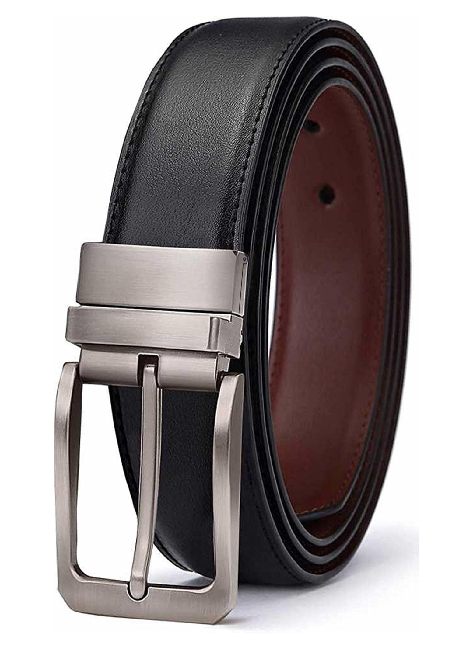 ZORO Men's Vegan Leather Reversible Black and Brown Belt | Formal/Casual | Rotating Buckle | RSTX-04 |