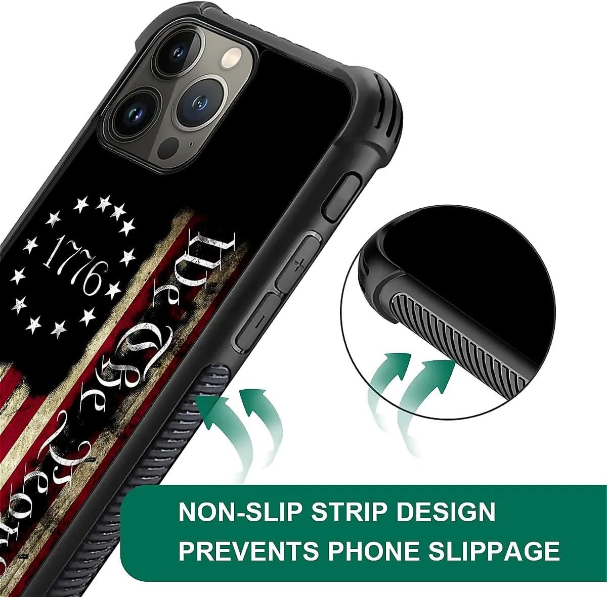 Phone Case Compatible with iPhone 16 Pro Max- Wireless Charging Compatible,SS American Classic Flag TPU Bumper and Hard PC Pattern Back Case - Image 4