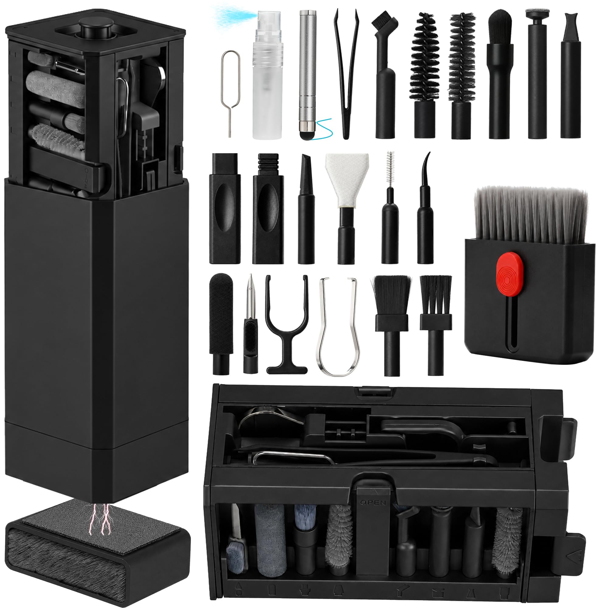 32-in-1 Phone Cleaning Kit for Ports, Earbuds &amp; Keyboards (Black)