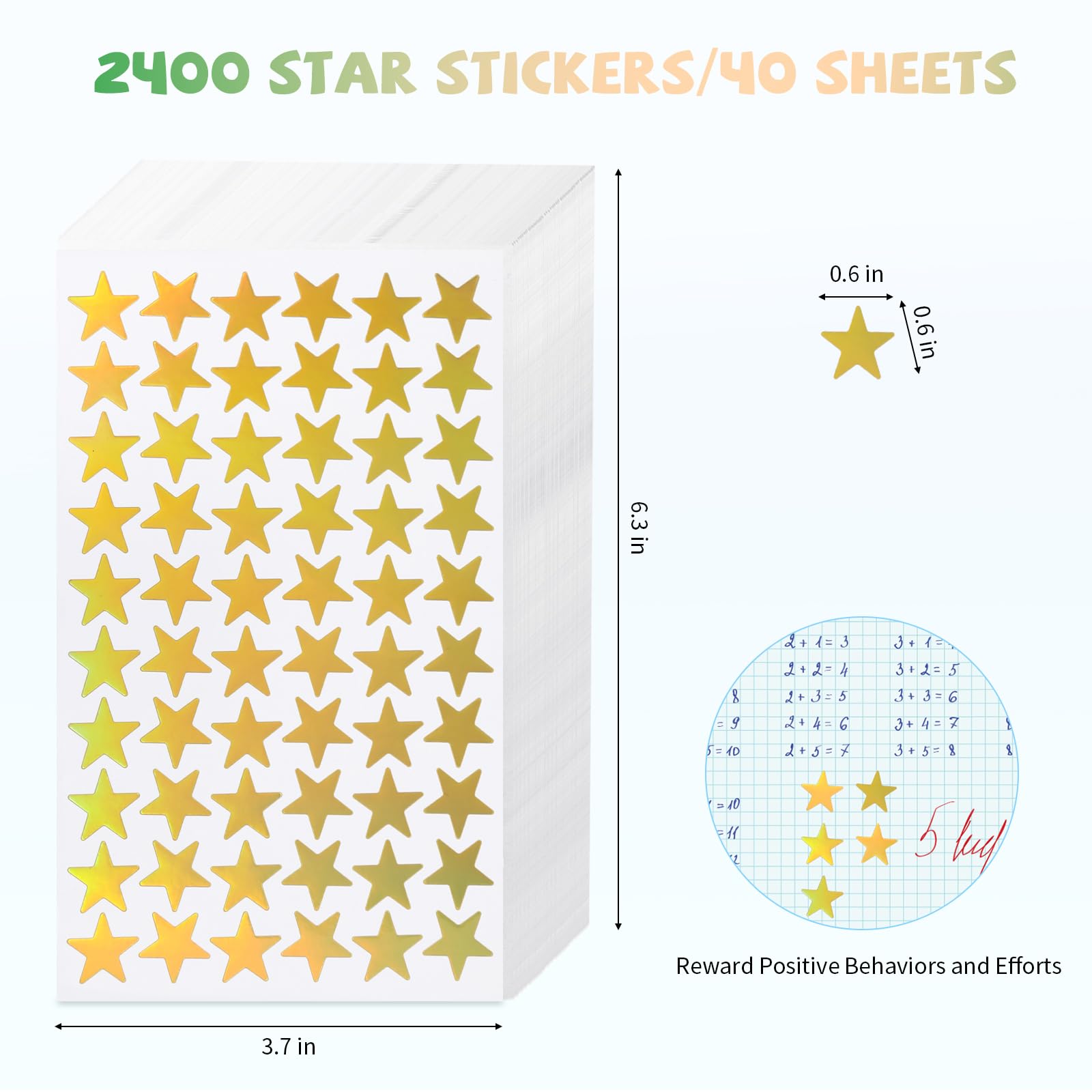 Snapklik.com : Gold Star Stickers For Kids Reward 2400 PCS 0.6" Small ...