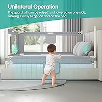 Vista 5 de Rieles de cama para niños pequeños, rieles de cama para bebé, protector de cama de altura ajustable con bloqueo de seguridad para niños, ajuste