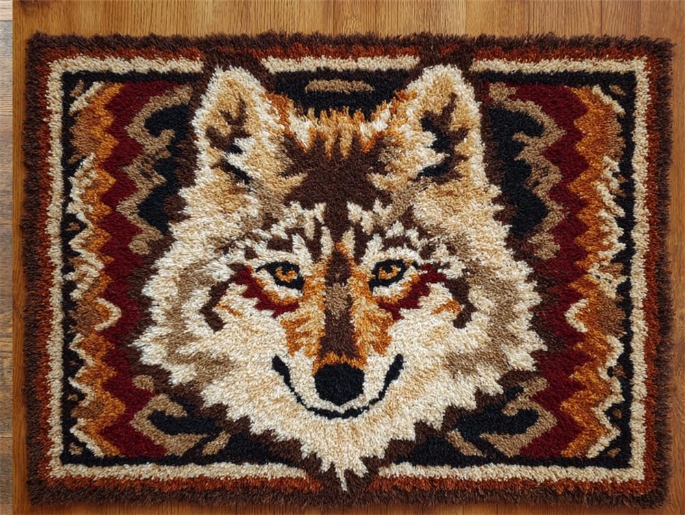 FWRTYCB Latch Hook Kits Rugs,Coyote Pattern 20X15Inch