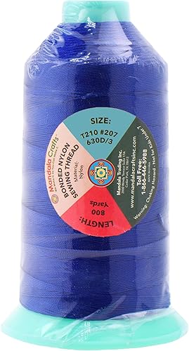 Miniatura 510 de Mandala Crafts Hilos de coser resistentes de nailon consolidado, hilo para tejer jeans de cuero, hilos de tapicería marina al aire libre, Beige