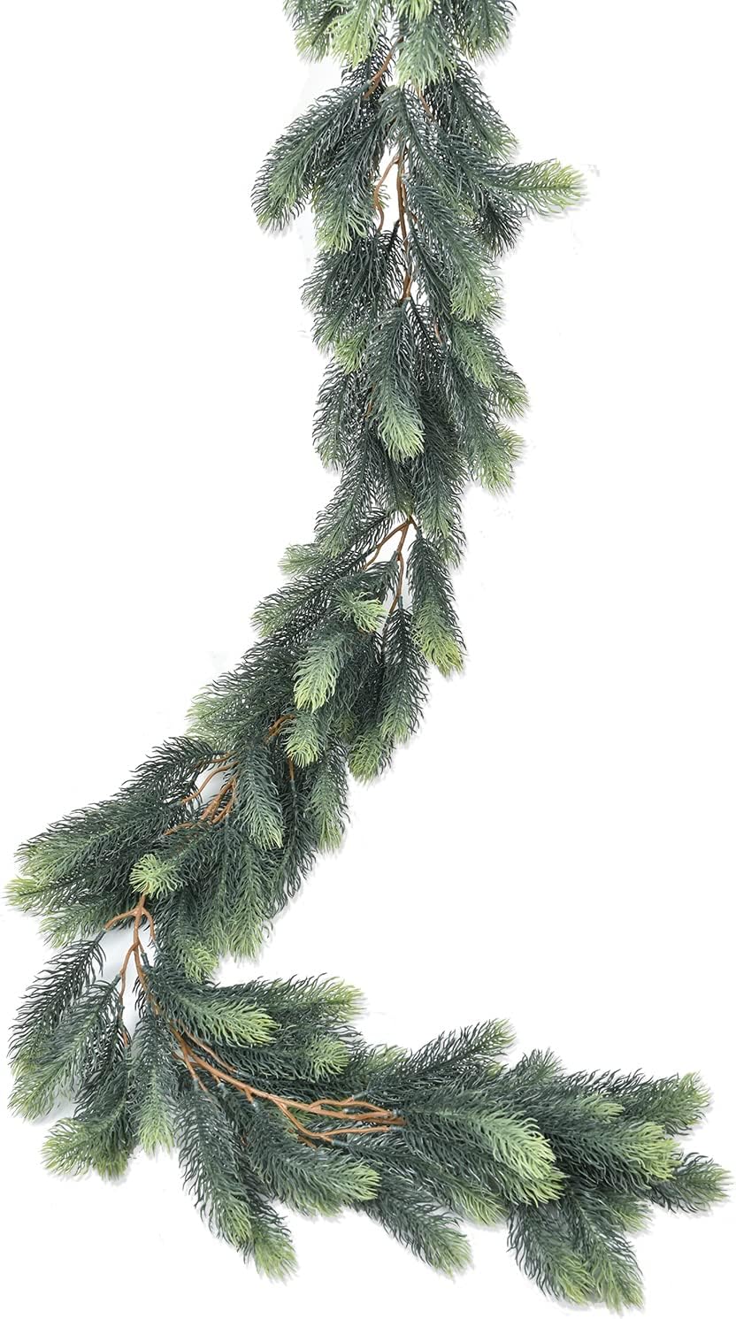 6Ft Christmas Pine Garland, Christmas Greenery Garlands Realistic Cedar Artificial Cypress Garland for Holiday Mantel Fireplace Table Centerpiece Decor