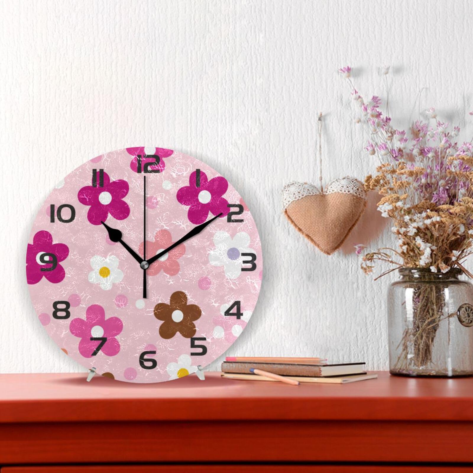 Amazon.com: Flradish Simple Little Flowers Wall Clock, 10 Inch