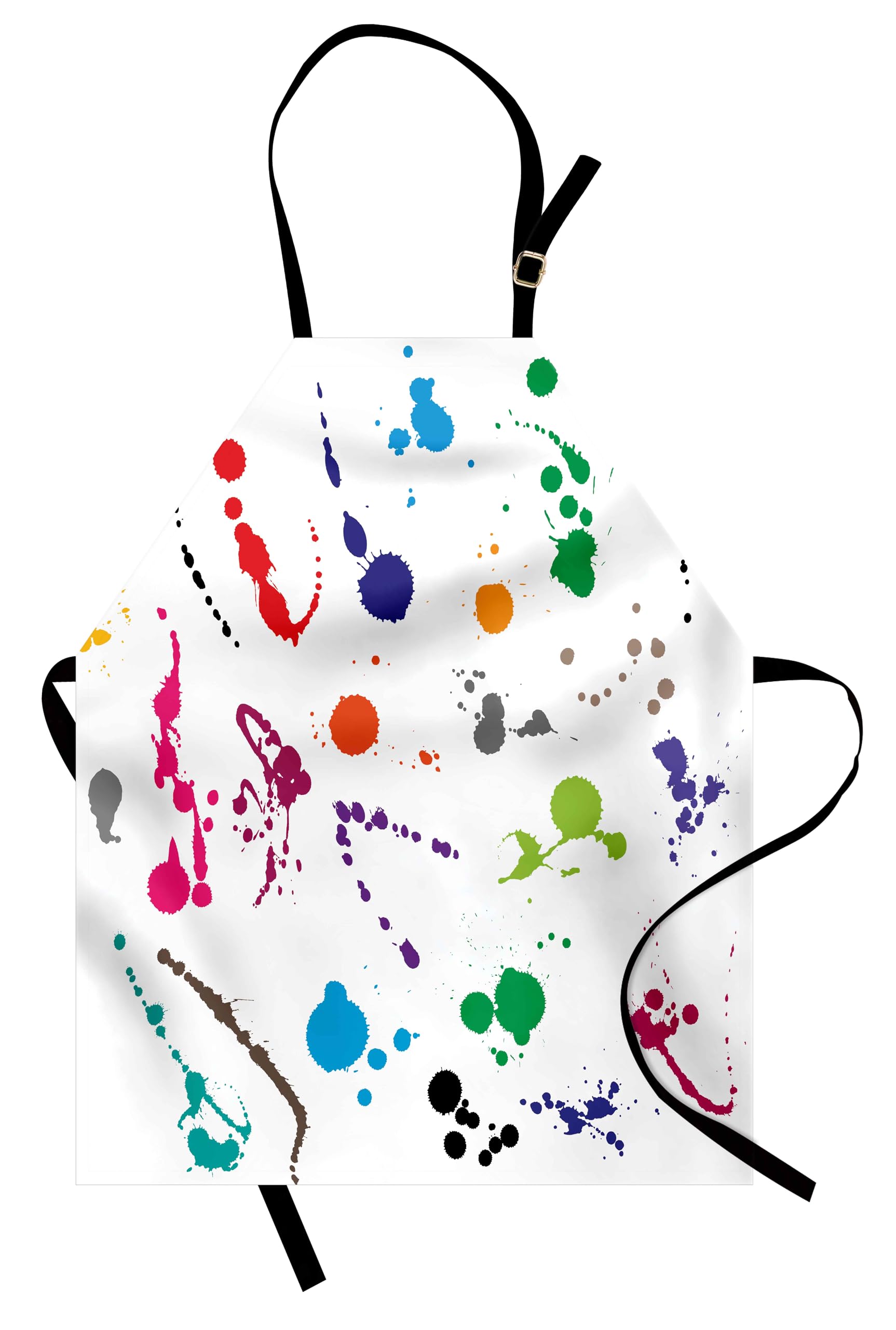 Lunarable Colorful Apron, Abstract Paint Splashes on White Background Expression Creativity Theme Artwork, Small Apron Bib with Adjustable Ties for Baking Painting, Small Size, Multicolor