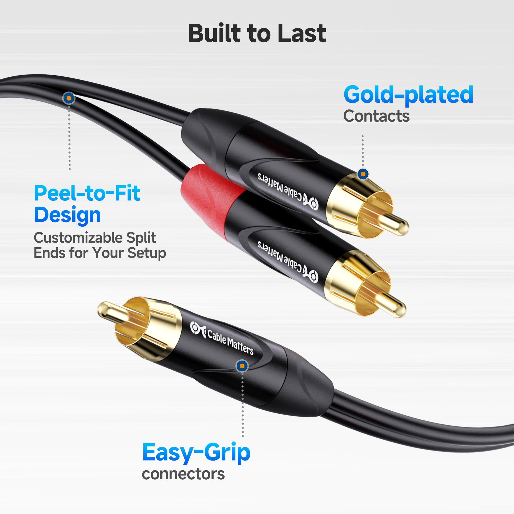 Cable Matters Rozdzielacz RCA 1 Męski do 2 Męskich, 1,8 m | Kabel rozdzielający audio RCA
