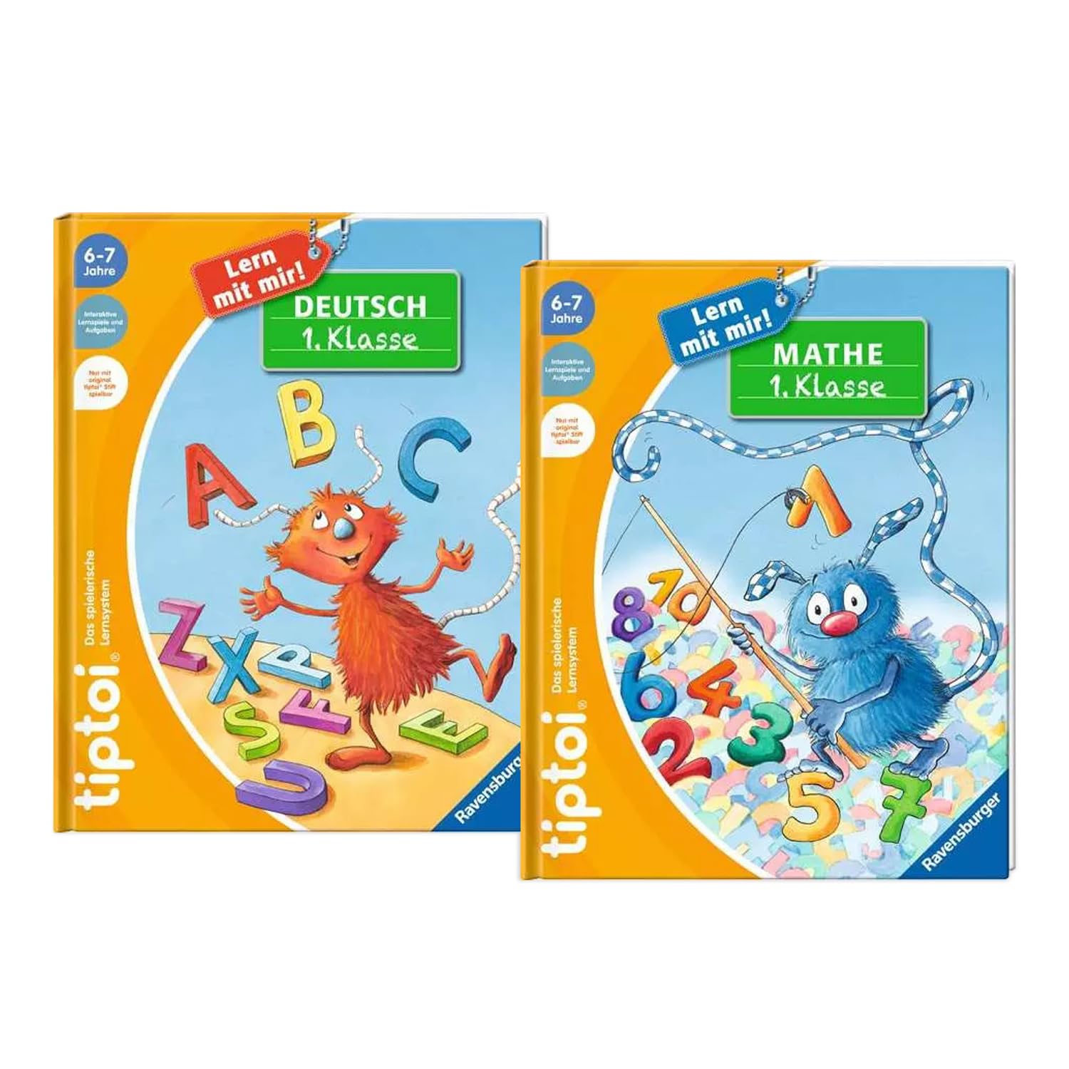 tiptoi Ravensburger Bücher Set Schule - Lern mit Mir - Deutsch 1. Klasse und Mathe 1. Klasse / Rechnen, Erste Zahlen, Mathematik, Buchstaben