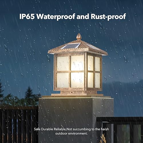 Miniatura 3 de E26 Luces solares para postes al aire libre IP65 Luz de pilar de vidrio impermeable Luz de columna LED cuadrada al aire libre Villa Patio Valla