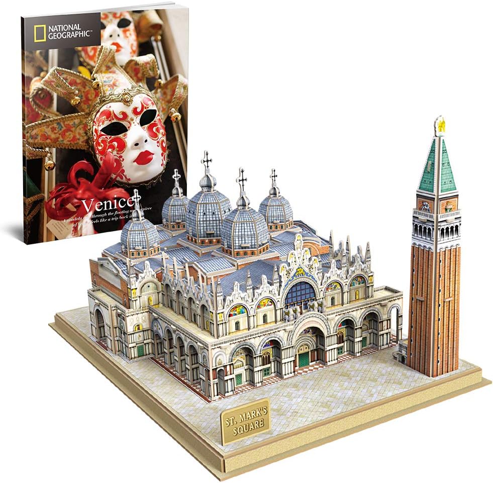3D Italy Puzzles Models Architecture Kits for Adults and Kids,with National Geographic Booklet for Venice St.Mark's Square