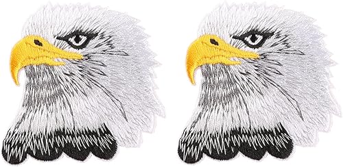 2 parches bordados de cara de águila para coser o planchar para jeans, camisas, sudaderas con capucha, blusas, bolsos, gorras, mochilas, carteras.