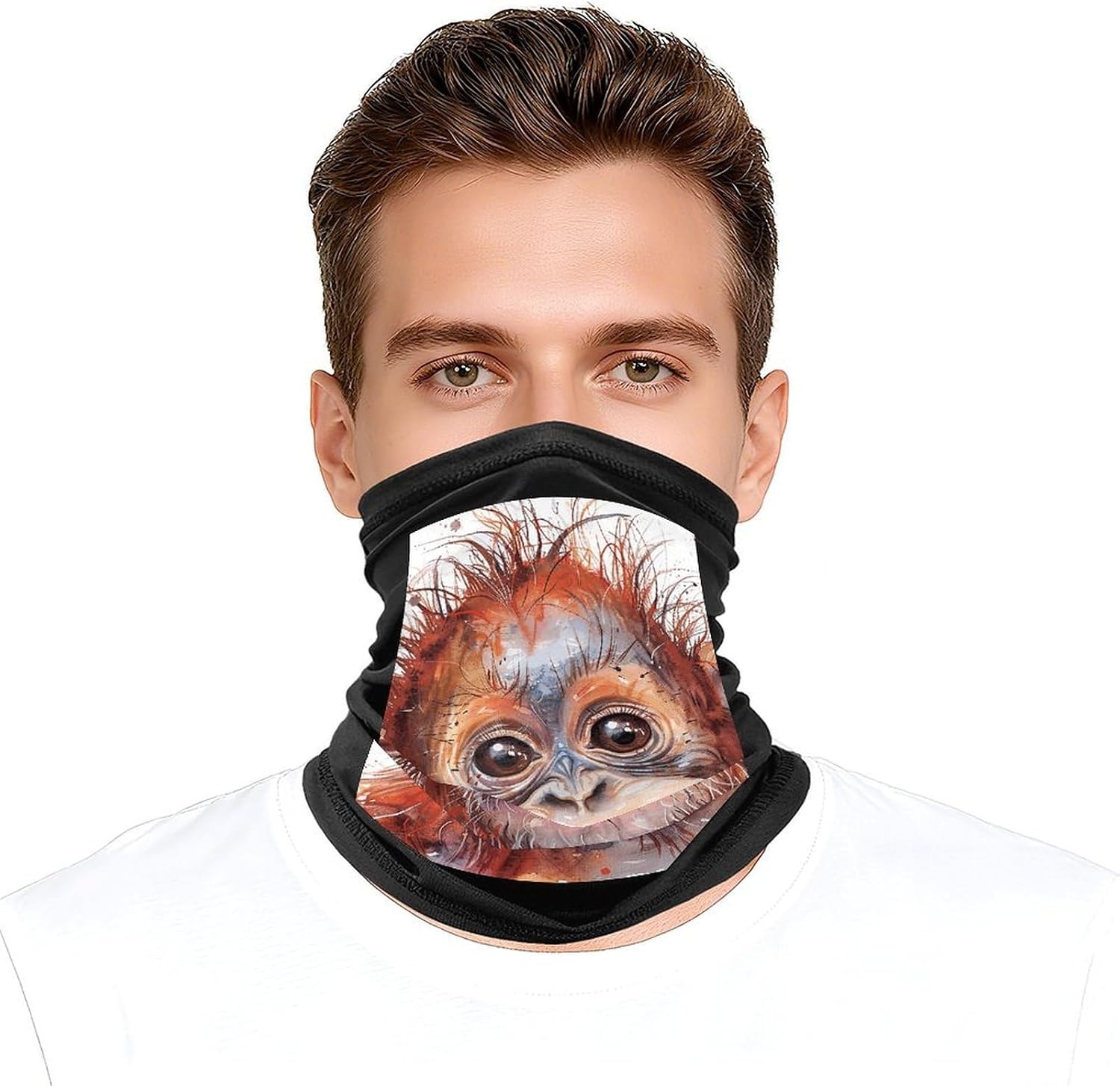 Gorilla with Messy Hair Neck Gaiter Face Mask UV Protection for Men Women, Breathable Quick Dry Face Cover Bandana Outdoor Sports Balaclava Wind-Proof for Hiking Skiing Motorcycle Cycling