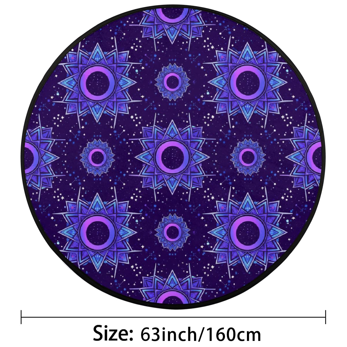Tapis rond Mandala - Lavable et antidérapant - Pour salon, chambre à coucher, canapé, sous table à manger, décoration esthétique - 160 cm