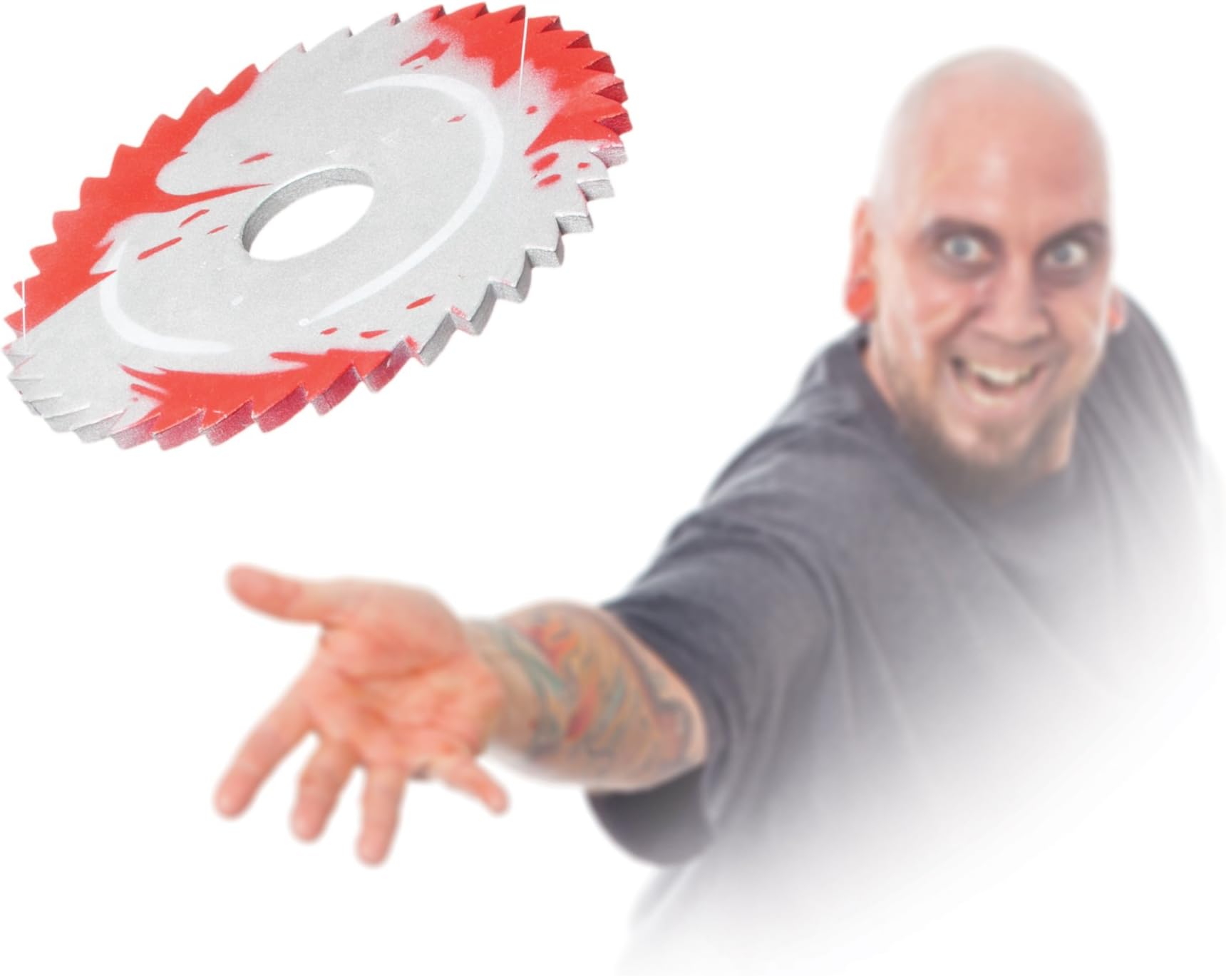 Morbid Enterprises Saw Blade Throwing Disc, Silver/Red, One Size