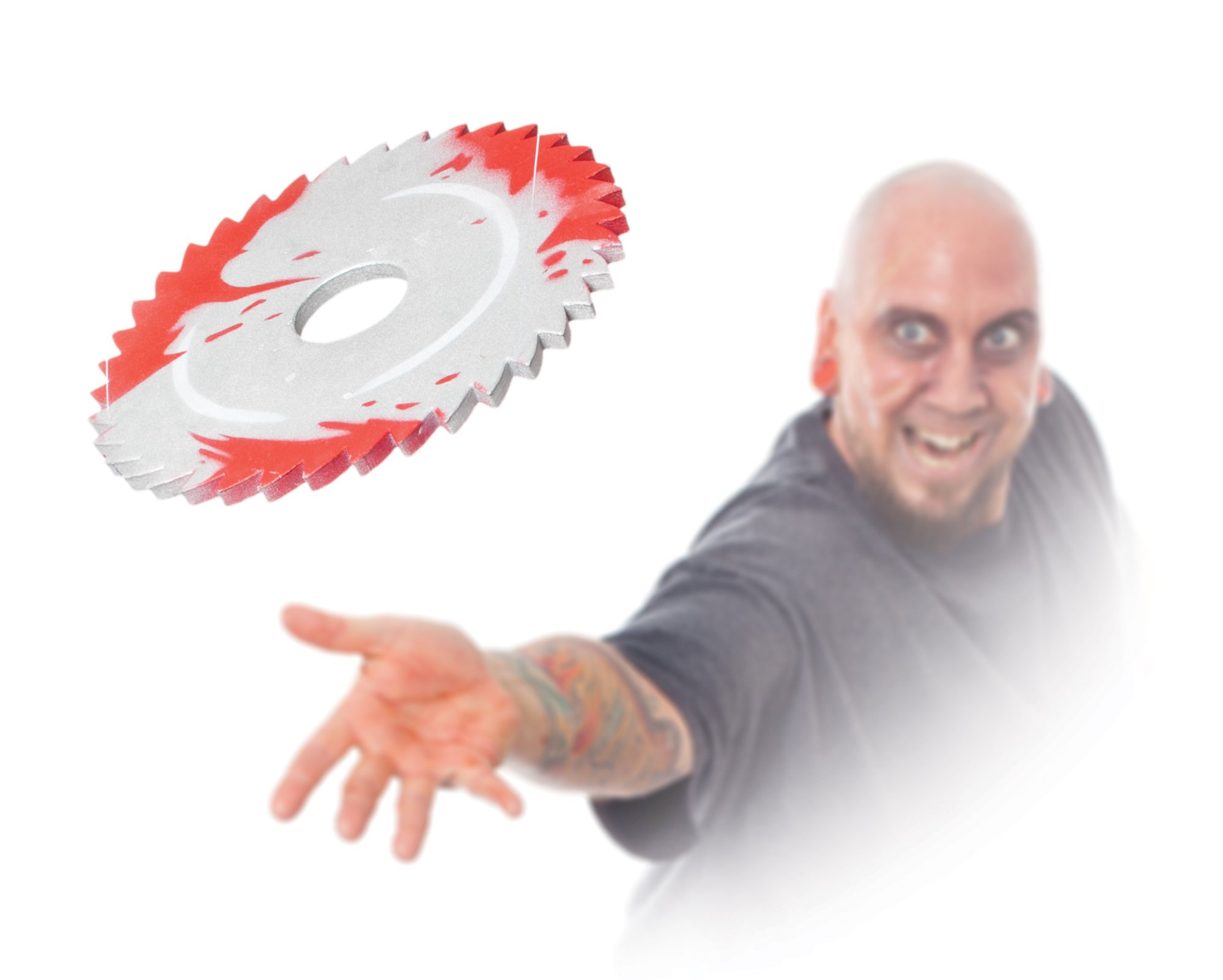 Morbid Enterprises Saw Blade Throwing Disc, Silver/Red, One Size