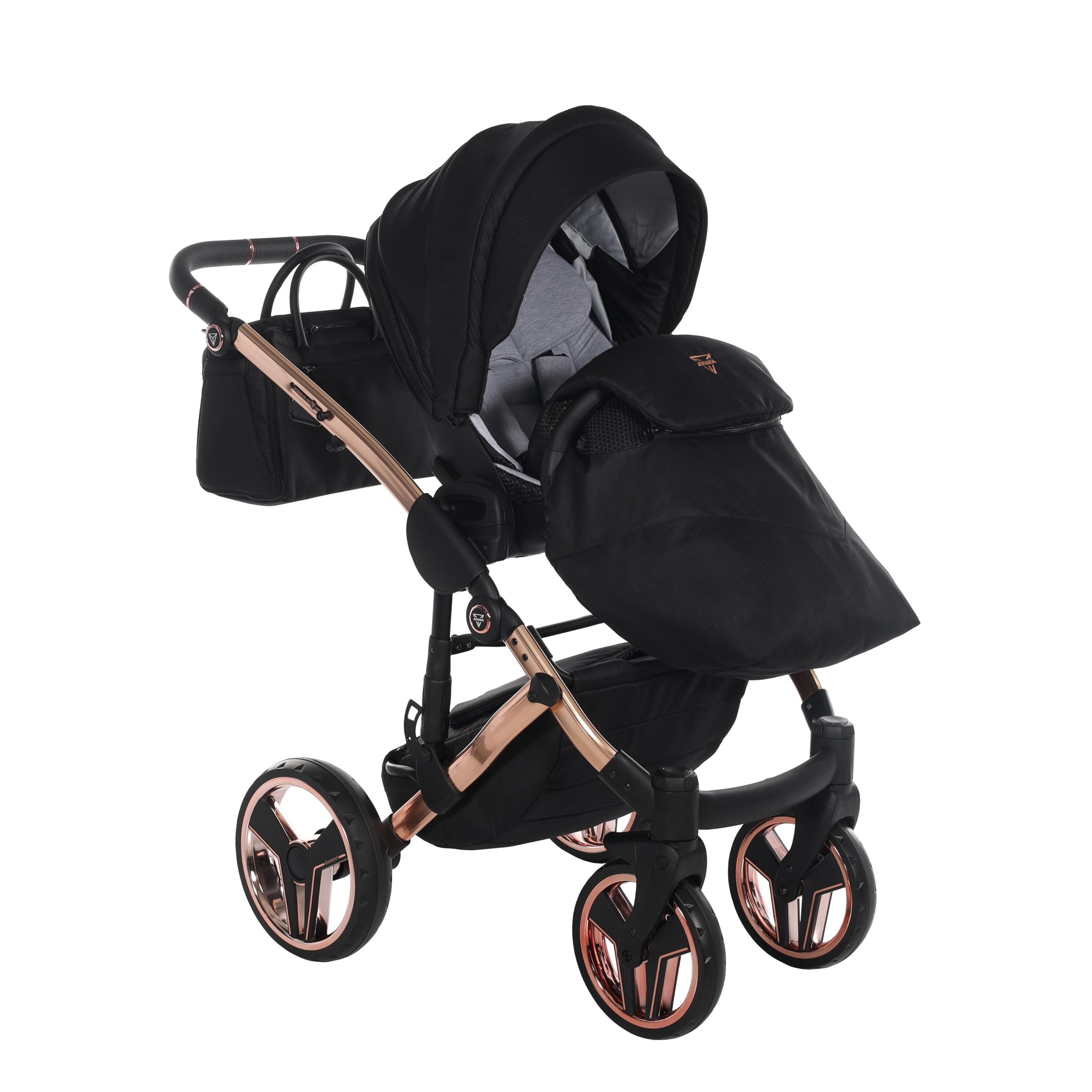 Junama Passeggino TRIO Diamond S 03 Nero e Rame - 2in1 3in1 4in1 + ombrellino (3 in 1 con Seggiolino Auto)