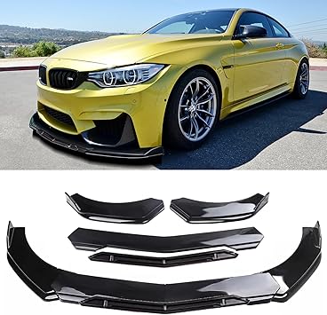 Universal Front Lip for Car,Glossy Black Front Bumper Lip, ABS Adjustable Sharp Corner Front Bumper Lip Splitter Protector Replacement for Most Vehicle Glossy Black w/Black