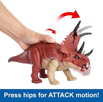 Jurassic World Dominion Dinosaur Figure Diabloceratops Wild Roar with Sound & Attack Action, Medium Size Posable, Toy Gift with Connected Digital Play​​