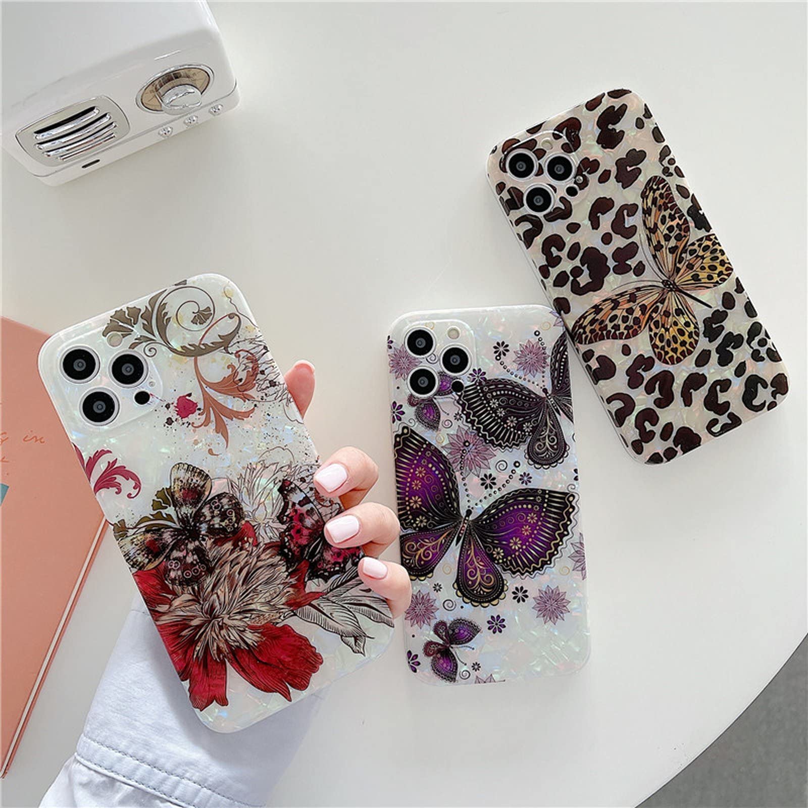 Amazon.co.jp: Cute Flower Glitter Phone Case for iPhone 1311 XS 12