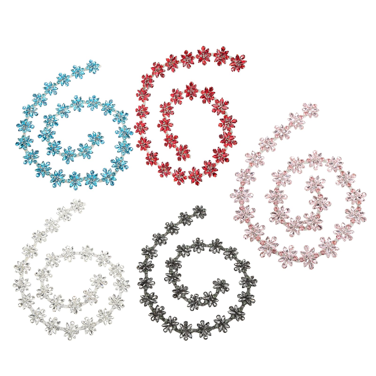 Catena di Strass, 1 Iarda 3,5 Cm di Larghezza Fiore Lucido Abbigliamento Decorazione Strass Catena Diamantata Per Abiti da Sposa, Collane(Rosa)