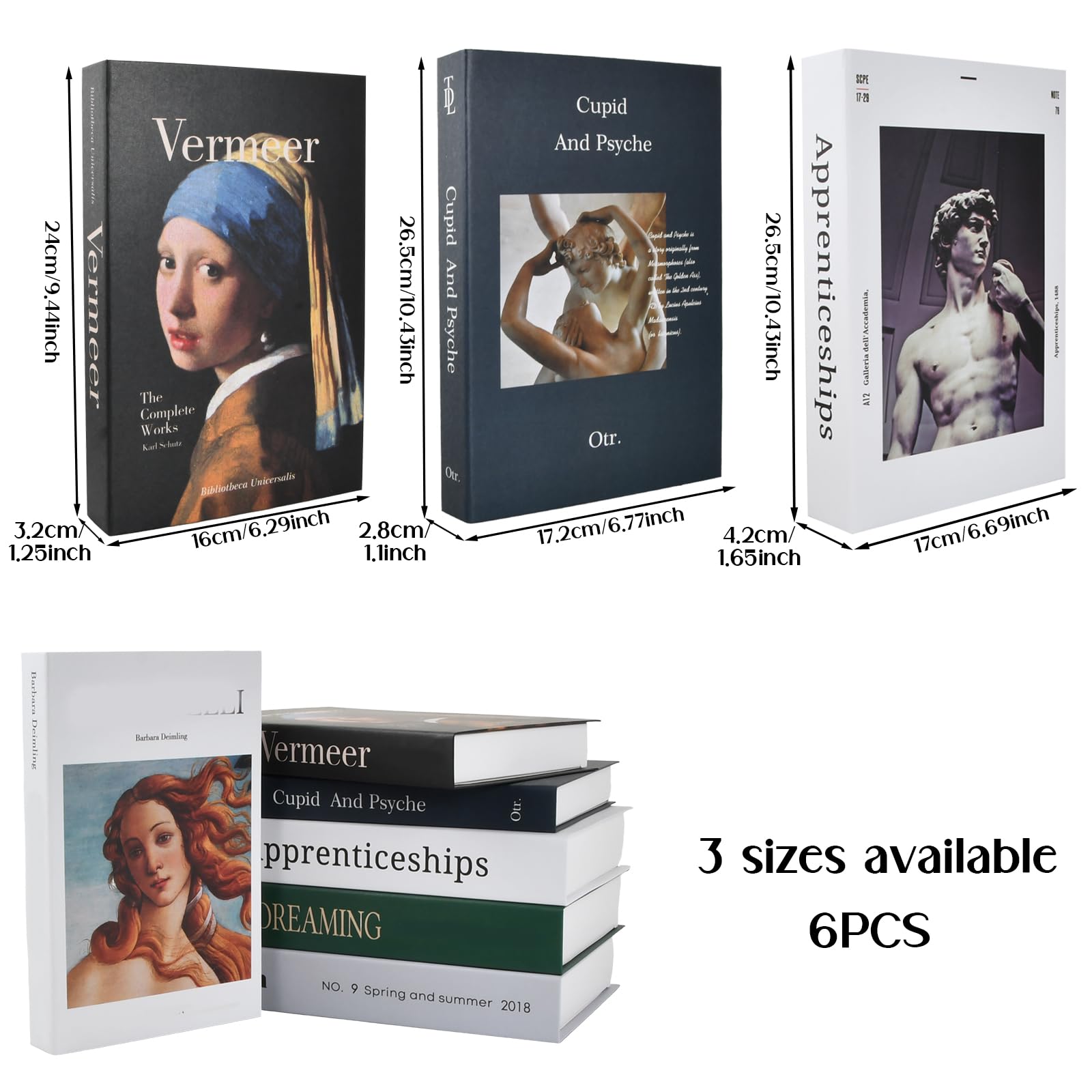 6 Libri Decorativi Finti - Copertina Rigida, Per Tavolini, Scaffali, Con Vanit&agrave; Nascosta