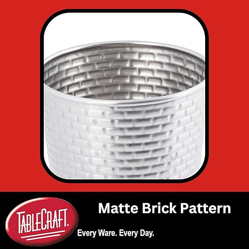 Miniatura 3 de Tablecraft GTSS45 Brickhouse Collection taza, 23 onzas., 4.0 in (de) diámetro. x 4.5 in H, taza de acero inoxidable para freír con patrón de