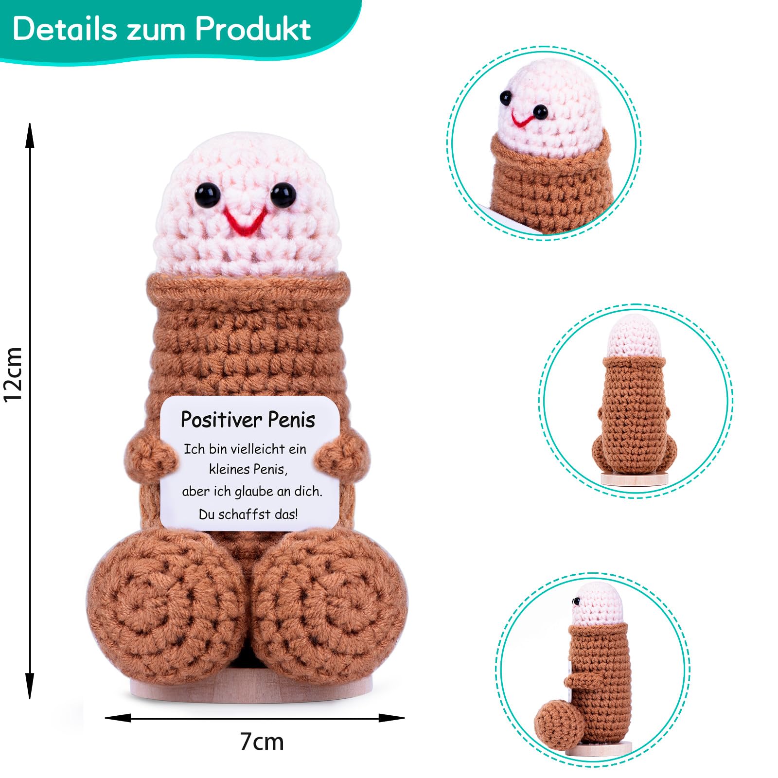 Aruigu Pocket Hug Positive Patate Lana Bambola Regalo di esame per Bachelor e Maestri portafortuna, regalo di incoraggiamento, decorazione positiva tedesca