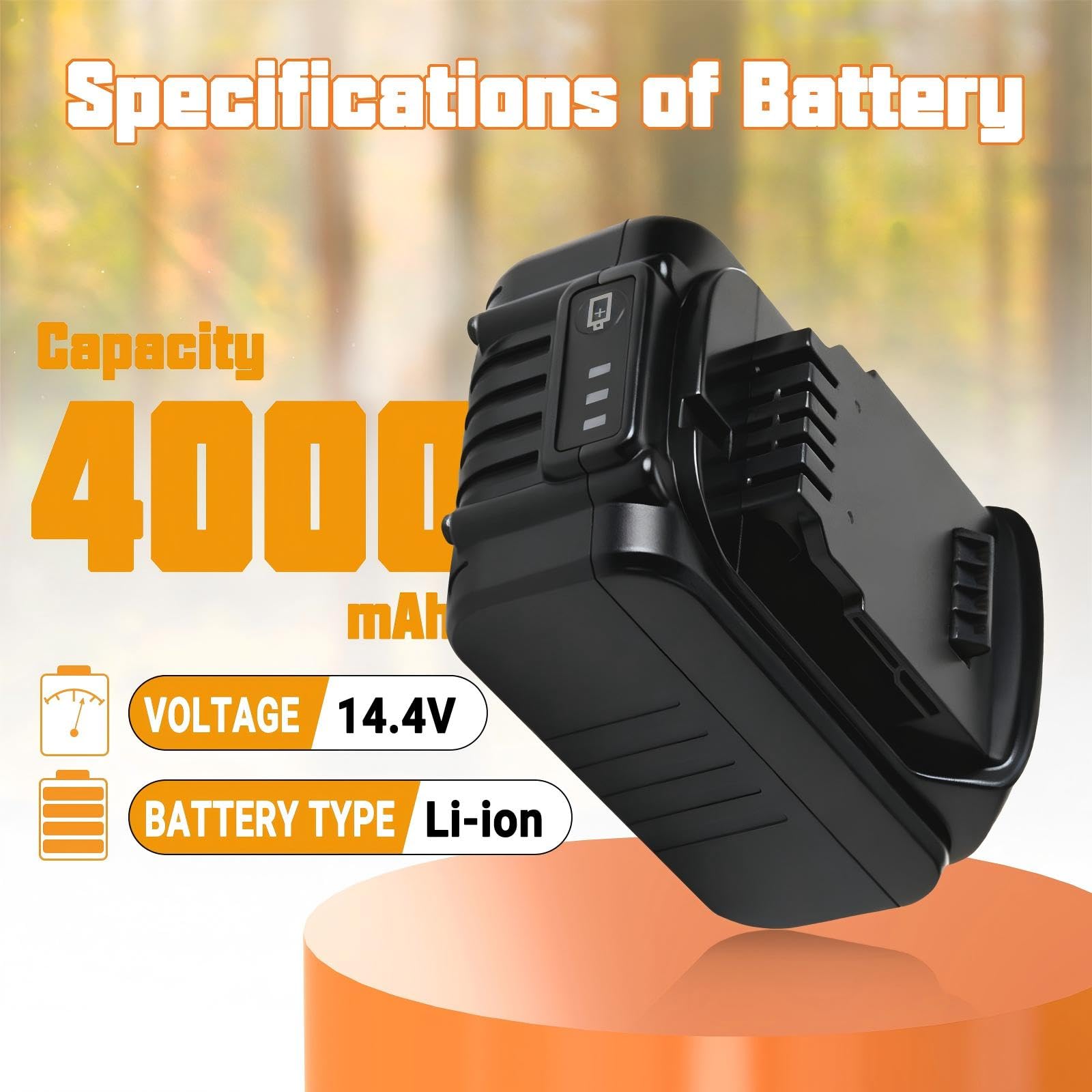 Batería de repuesto de iones de litio de 14,4 V 4000 mAh con mayor seguridad y mayor duración – Dewalt DCB140, DCB141, DCB142, DCR017, DCD730, DCR020, DCR027, DCV582, para Dewalt XR 14,4 V Series