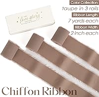 Vista 2 de MEEDEE Cinta de gasa taupe de 2 pulgadas, cintas deshilachadas con flecos, para manualidades, cintas de gasa de seda para envolver regalos