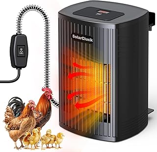 Chauffage de Poulailler Intérieur avec Thermostat, 600/300 W Chauffage poulailler à Température Réglable, Fonction Mémoire, Cordon Anti-morsure pour l’hiver, Chauffage pour Poulets Canards et Oies