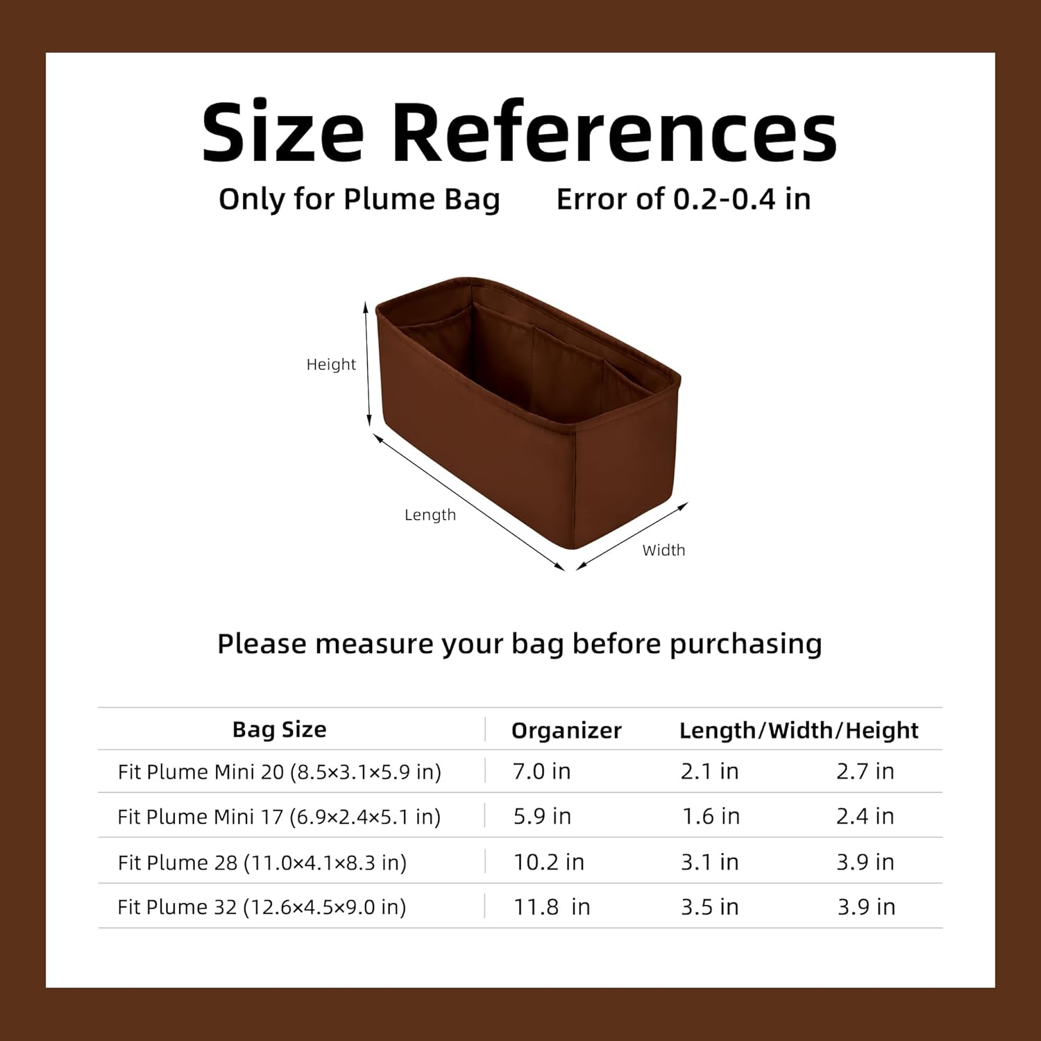DGAZ Silk Purse Organizer Insert For Hermes Plume bag，Silky Smooth Bag Organizer，Luxury Handbag & Tote Shaper(Plume 28,Gold)