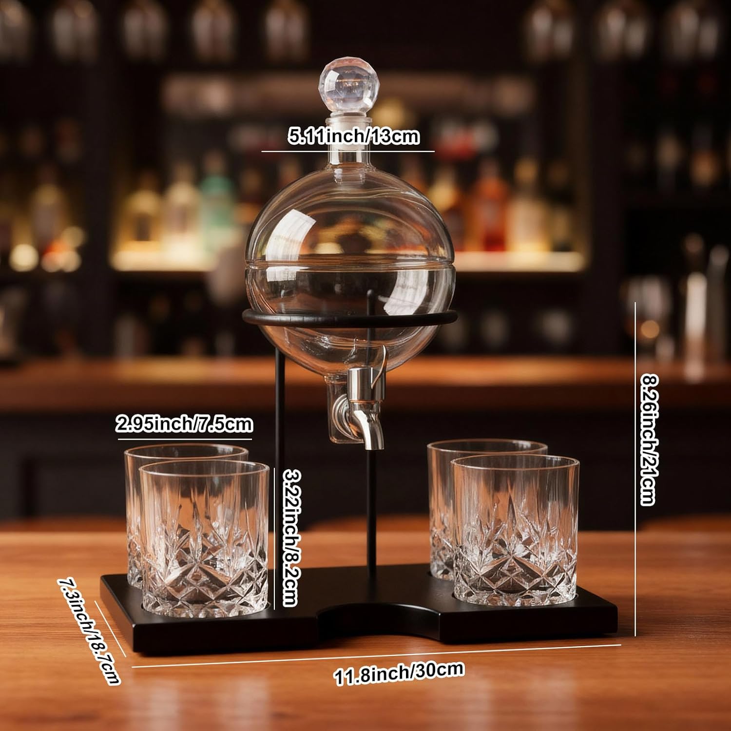 1000ml Basketball Whiskey Decanter Set for Men, with 4 Glasses, 2" Silicone Basketball 3D Ice Cube Mold, Tequila Liquor Bourbon Scotch Dispenser Gift for Dad Husband Boyfriend Birthday Valentine Gift - Image 2