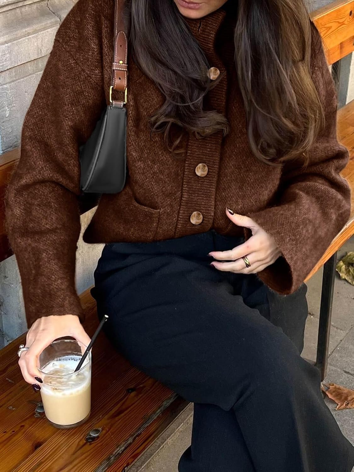 Cicy Bell Womens Chunky Knit Cardigan Sweaters Button Down Mock Neck Open Front Jacket Winter Casual Outerwear with Pockets - Image 3