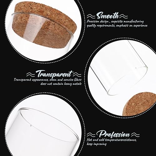 Miniatura 5 de Garneck 5 piezas de cubierta de vidrio de corcho, mini luces de hadas, contenedores pequeños, velas de postre, cúpula con pantalla de vidrio base,