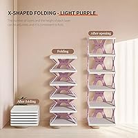 Vista 3 de Zapatero plegable para niños, organizador de zapatos plegable pequeño de 6 niveles para entrada, dormitorio, dormitorio (gris-x)