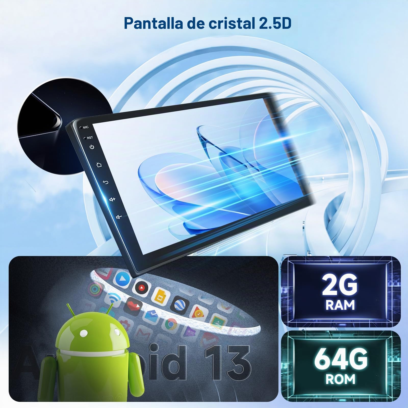 Radio para Coche inalámbrica CarPlay para Fiat Doblo (2015-2021), 2G+64G Android Auto, Podofo Radio con Pantalla táctil de 9 Pulgadas, Bluetooth, Ecualizador, FM/RDS, WiFi y GPS