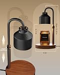 Bougie électrique Warmer Lampe noir, Bougie lampe Warmer avec minuterie, Boueille Warmer Wax pour les bougies de jarret, bougie de hauteur réglable 2 Ampoules