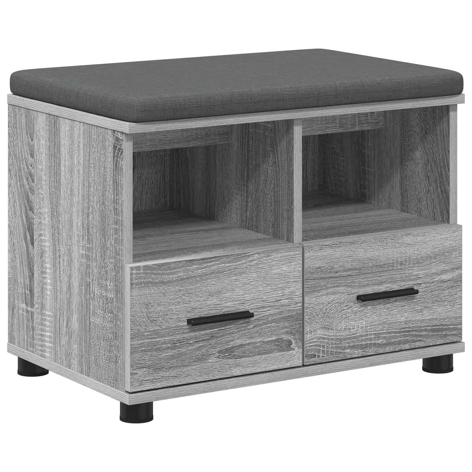 Banc de couloir avec coussin et étagère de rangement 60cm