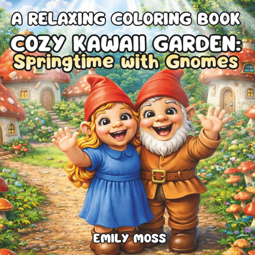Cozy Kawaii Garden: Springtime with Gnomes A Relaxing Coloring Book: 40 Relaxing Single-Sided Pages for Stress Relief & Mindfulness – Cute Spring Gnome Scenes for Garden Lovers, Adults & Teens
