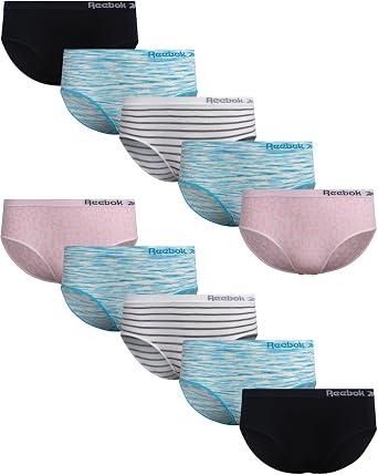 Reebok Girls Hipster Panties 10 Pack Soft Stretch Seamless Underwear