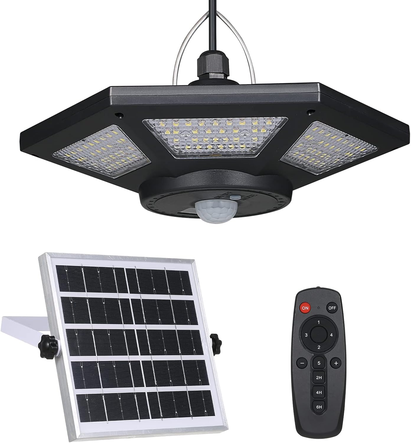 Neoglint Outdoor Solar Pendant Light, 180LEDs Garage Light Solar