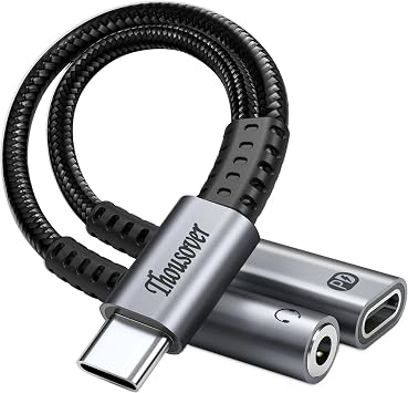 USB C to 3.5mm Headphone and Charger Adapter,2-in-1 USB C to Aux Audio Adapter with PD 60W Fast Charging Compatible with Apple iPhone 17/17Plus/17Pro/16 Pro Max,Samsung S24/S23/S22,iPad,Pixel 7/6