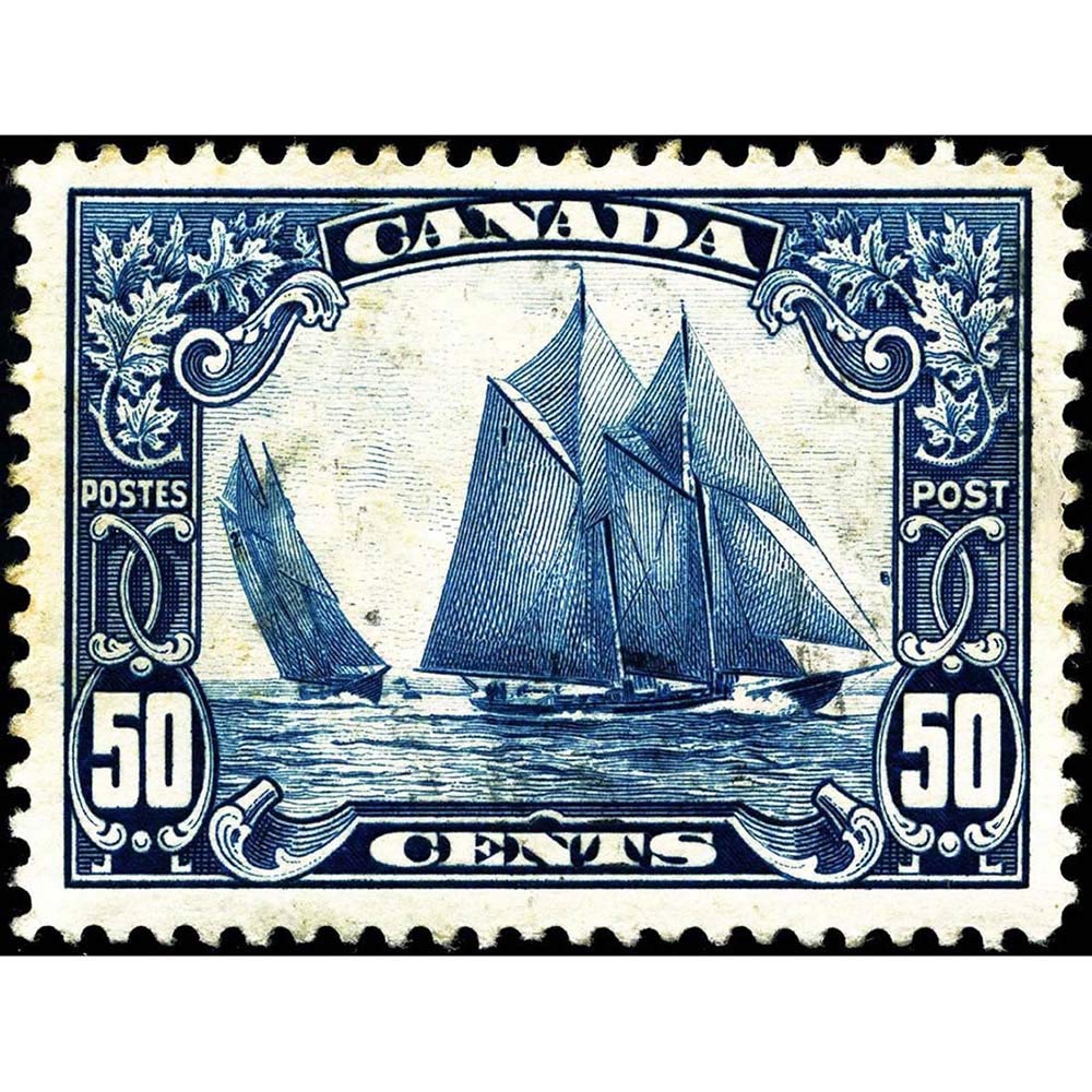 Wee Blue Coo Postage Stamp Canada 50 Cents Sailing Ship Design Boat Art Print Poster Wall Decor 12X16 Inch